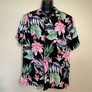 No Boundaries Floral Black and Pink Men's Shirt M